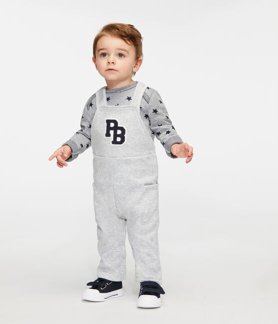 Salopette longue bébé garçon en maille velours gris BELUGA CHINE