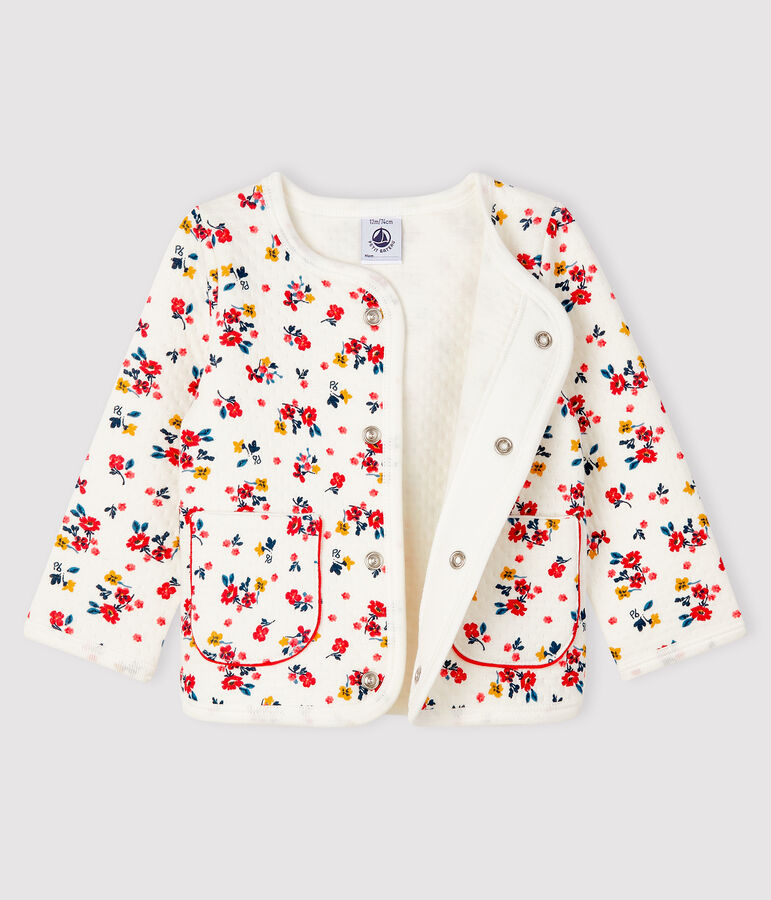 Cardigan b&eacute;b&eacute; fille en tubique blanc/multicouleur
