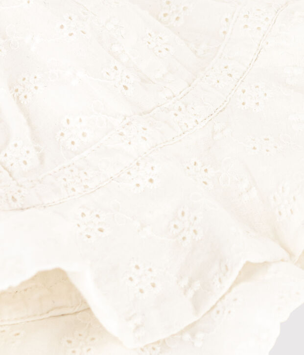Capeline en broderie anglaise b&eacute;b&eacute; blanc