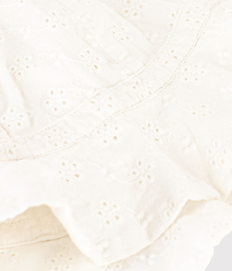 Capeline en broderie anglaise b&eacute;b&eacute; blanc