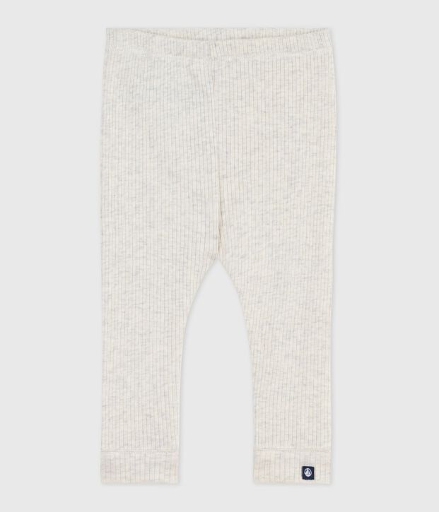Legging b&eacute;b&eacute; en coton uni beige chin&eacute;