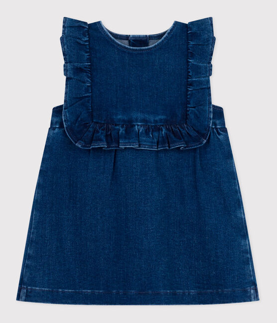 Jurk zonder mouwen in denim voor baby's blauw DENIM MOYEN