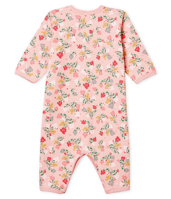 Zachte pyjama zonder voetjes voor babymeisjes roze JOLI/wit MULTICO