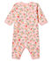 Zachte pyjama zonder voetjes voor babymeisjes roze JOLI/wit MULTICO