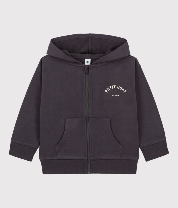 Sweatshirt petit Boat met rits en kap voor jongens grijs
