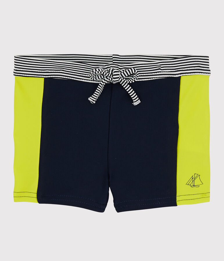 Milieuvriendelijk zwemshort babyjongen blauw/geel