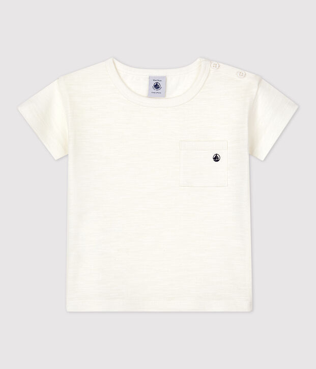 Tee-shirt manches courtes uni en jersey b&eacute;b&eacute; blanc