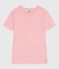 Tee-shirt femme en coton manches courtes à rayures rose GRETEL/blanc MARSHMALLOW