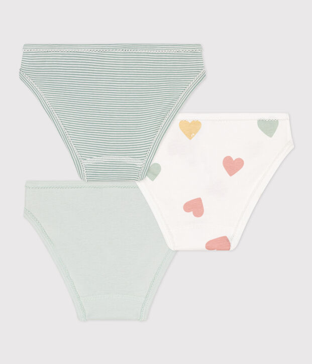 Set van 3 katoenen meisjesslips met hartjes multicouleur