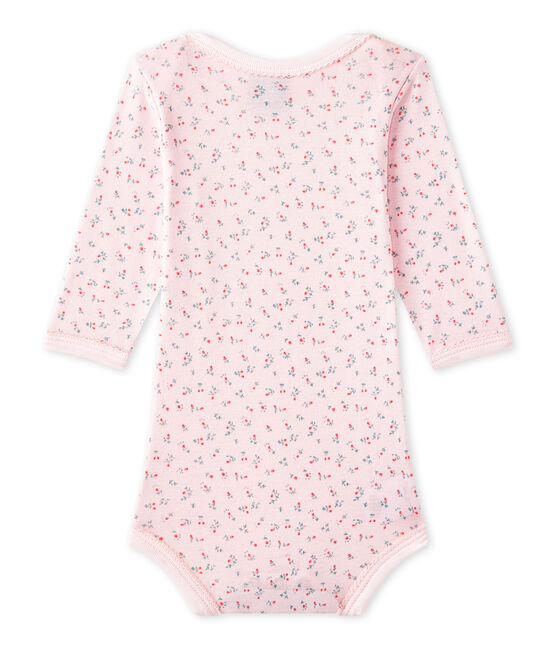 Body met lange mouwen en print voor babymeisjes roze VIENNE/wit MULTICO