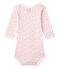 Body met lange mouwen en print voor babymeisjes roze VIENNE/wit MULTICO
