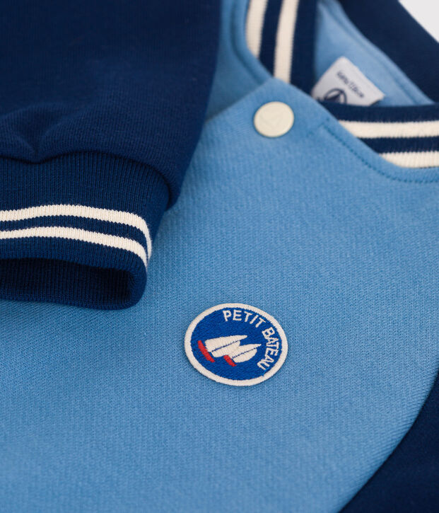 Veste teddy enfant en coton uni bleu/bleu