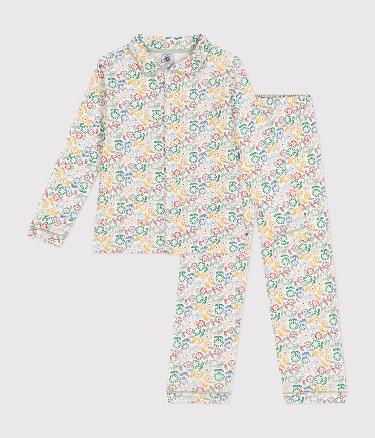 Katoenen pyjama met bloemenprint voor kinderen wit/multicouleur