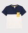 T-shirt met korte mouwen in katoen voor jongens blauw MEDIEVAL/wit MARSHMALLOW