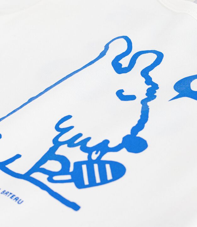 Tee-shirt b&eacute;b&eacute; en coton &agrave; manches courtes, motif chien blanc