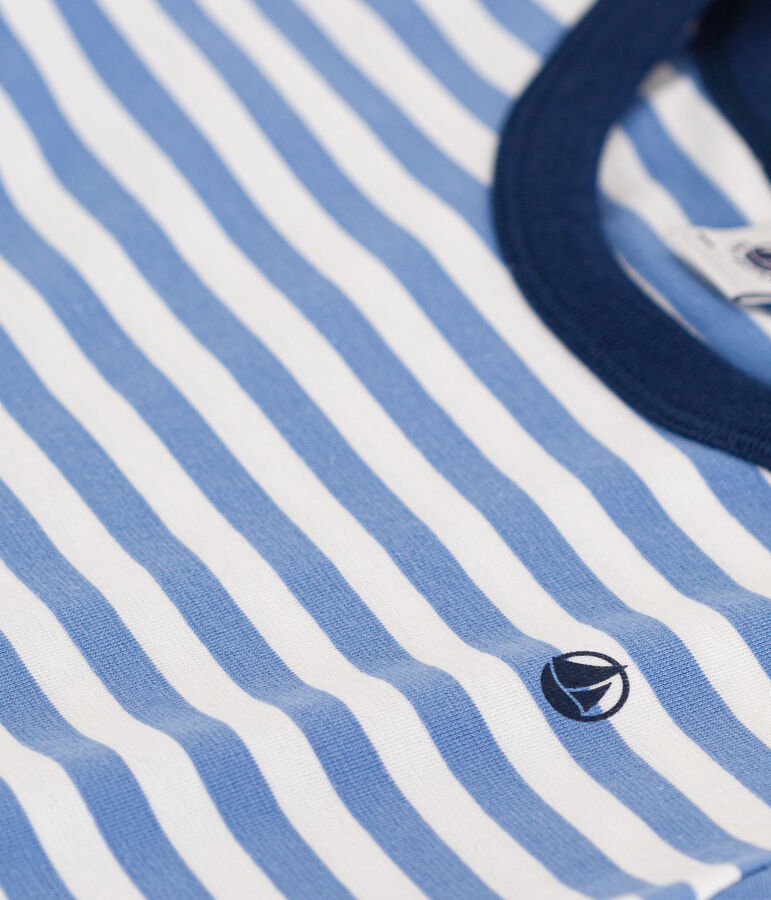 Gestreept T-shirt van lichte jersey voor jongens blauw/wit