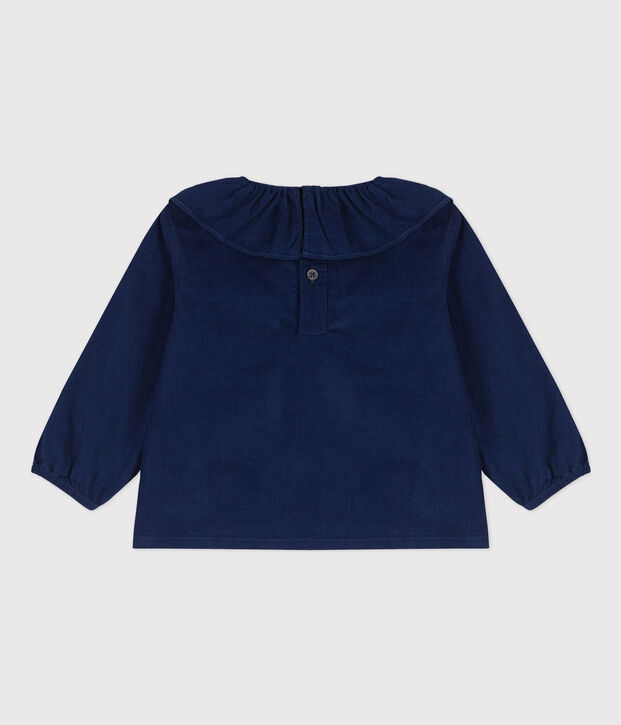 Blouse manches longues b&eacute;b&eacute; en velours extra fin bleu