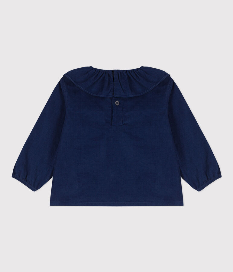 Blouse manches longues b&eacute;b&eacute; en velours extra fin bleu