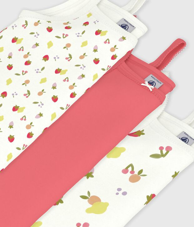 Setje met katoenen kinderhemdjes met vruchtenprint multicouleur