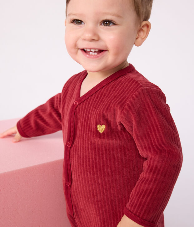 Effen fluwelen babypyjama rood