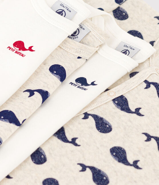Setje met 1 babypyjama en 3 body's met walvissenprint variante 1