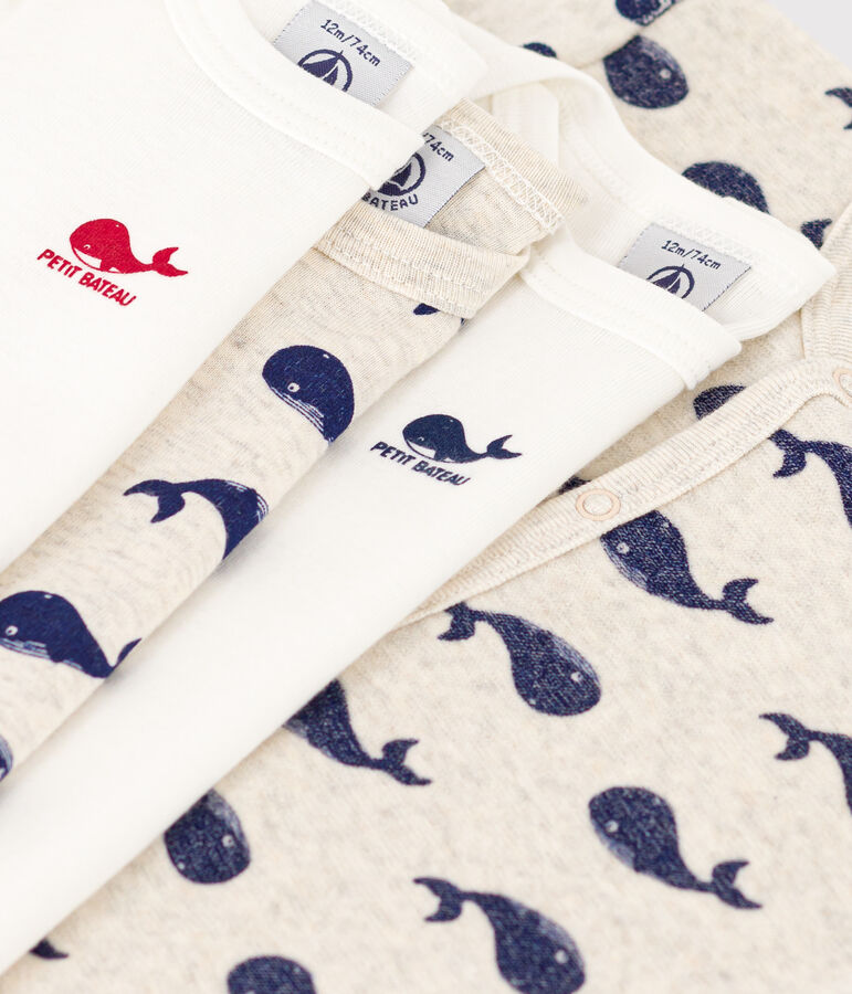 Setje met 1 babypyjama en 3 body's met walvissenprint multicouleur