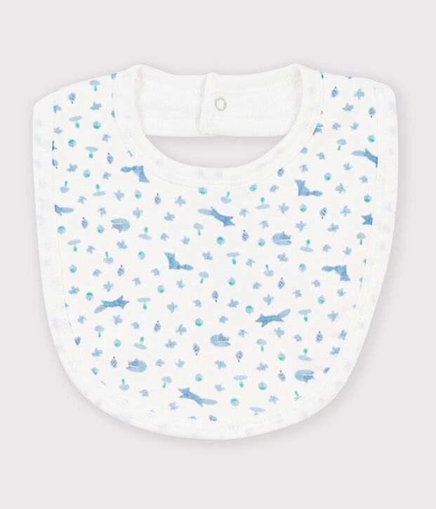 Katoenen slabbetje met print voor baby's wit/blauw