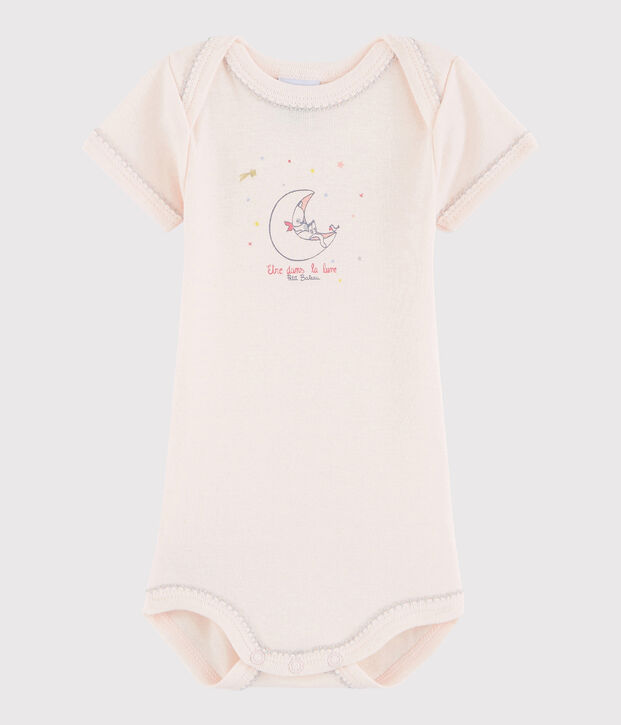 Rompertje met korte mouwen babymeisje roze Fleur
