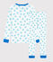 Pyjama snugfit imprimé tortues petit garçon-petite fille en coton blanc MARSHMALLOW/bleu COOL