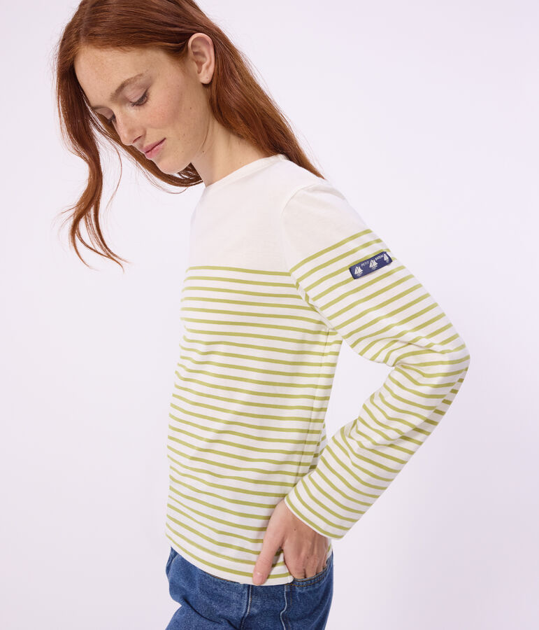 Marini&egrave;re femme en coton &agrave; rayures vert/vert