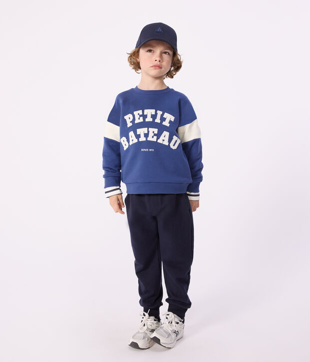 Pantalon de jogging enfant en coton uni bleu marine