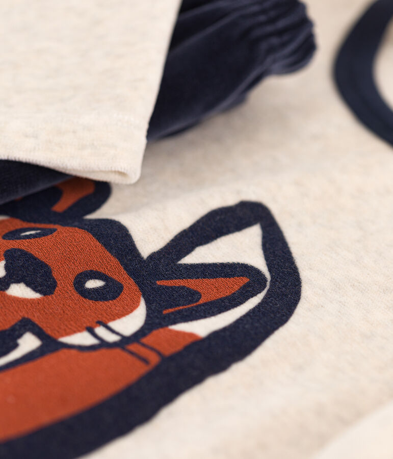 Fluwelen pyjama met vosprint voor meisjes/jongens blauw/multicouleur