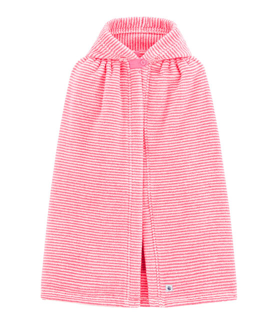 Peignoir bébé à rayure rose PETAL/blanc LAIT