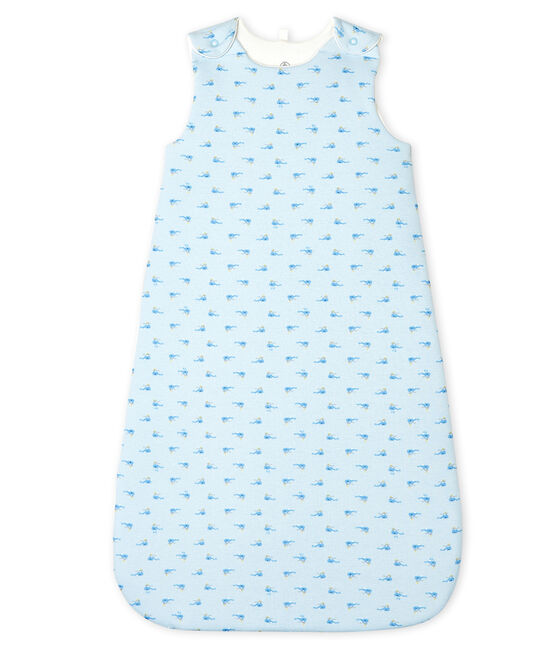 Trappelzak van ribstof voor baby's blauw FRAICHEUR/wit MULTICO