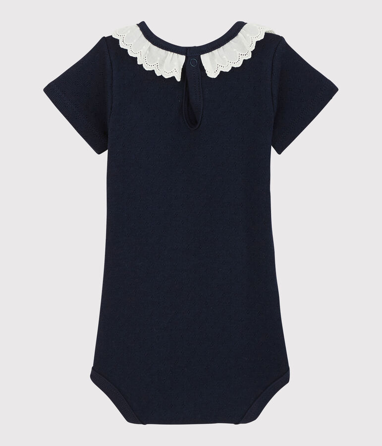 Romper met kraag van Engels borduursel voor babymeisjes blauw