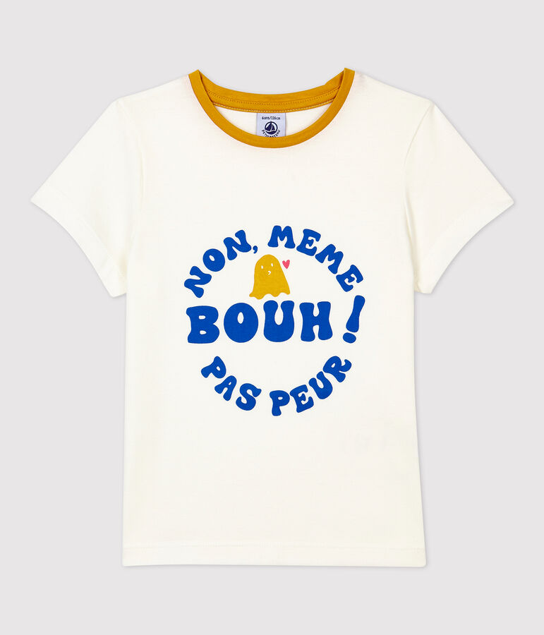 Katoenen meisjes t-shirt met korte mouwen wit MARSHMALLOW
