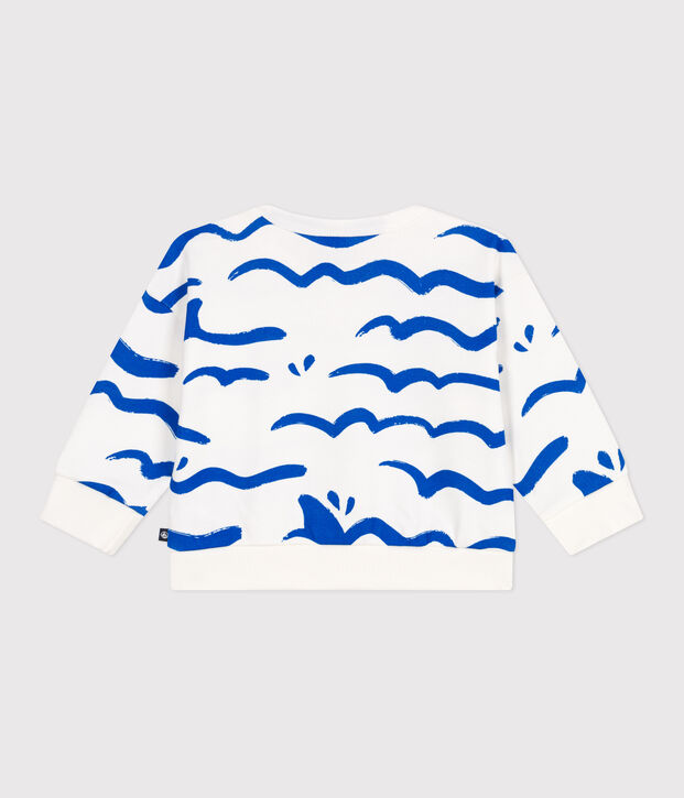 Katoenen babysweater met haaiprint blauw/blauw