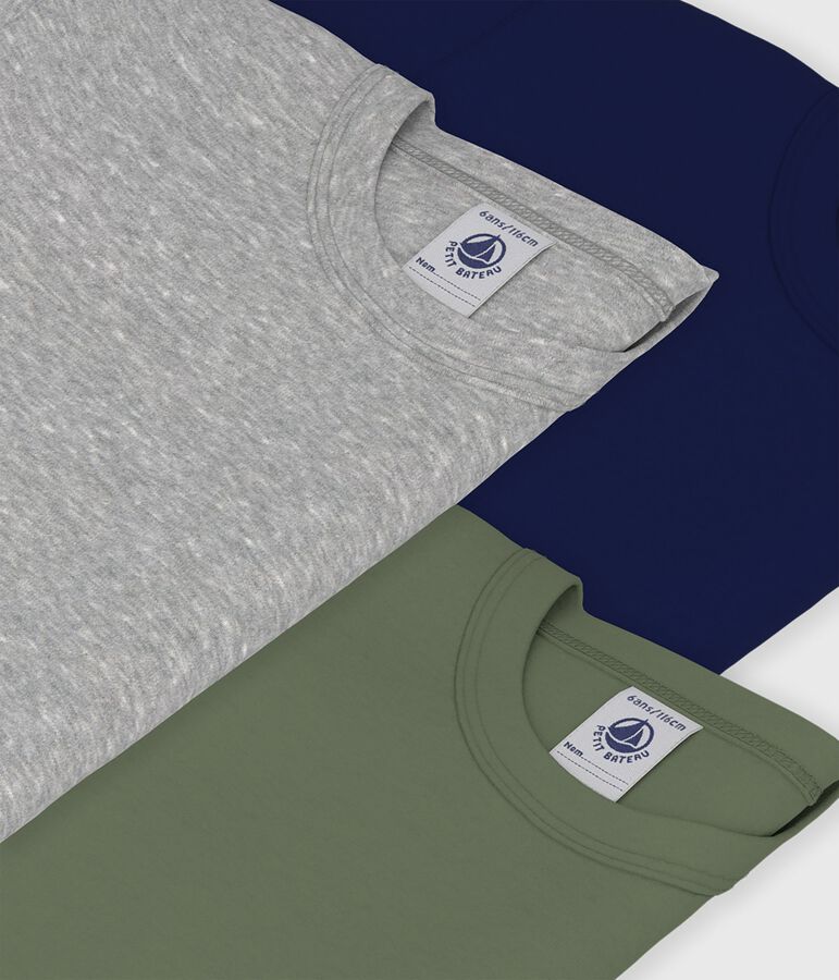 Setje met effen katoenen T-shirts met korte mouwen voor kinderen multicouleur