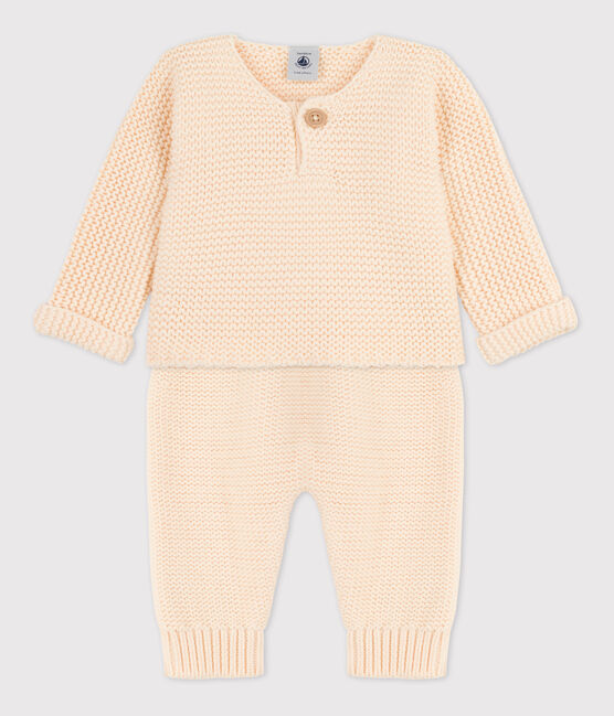 Ensemble 2 pièces bébé en tricot en coton écru AVALANCHE