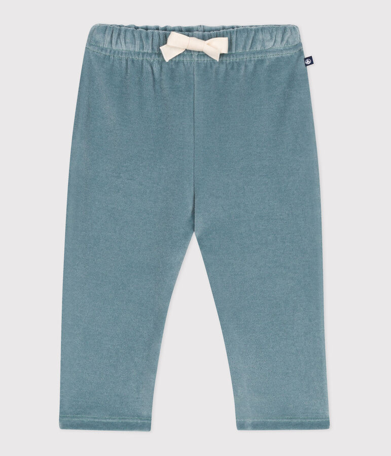 Pantalon b&eacute;b&eacute; en bouclette velours uni bleu