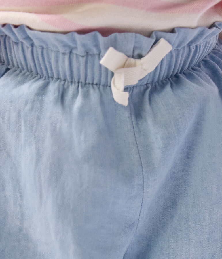 Babybroekje van chambray blauw