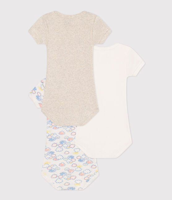 Set van 3 katoenen body's met korte mouwen en regenboogmotiefje voor baby's variante 1