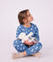 Kinderpyjama van fleece met hartjesprint blauw/wit
