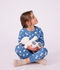 Kinderpyjama van fleece met hartjesprint blauw/wit