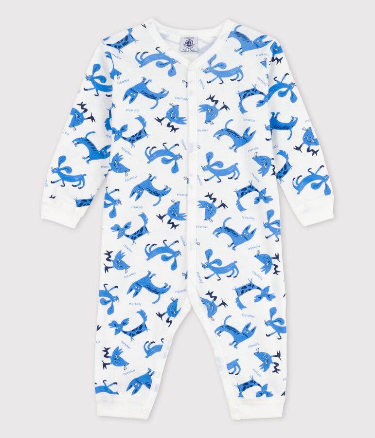 Slaappakje zonder voetjes en met fantasieprint in katoen wit MARSHMALLOW/wit MULTICO