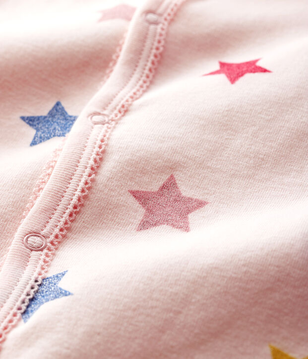 Dors-bien &agrave; &eacute;toiles sans pieds b&eacute;b&eacute; fille en c&ocirc;te rose/multicouleur