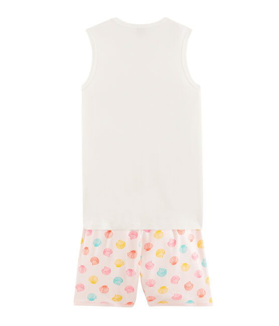 Pyjacourt fille en côte rose FLEUR/blanc MULTICO