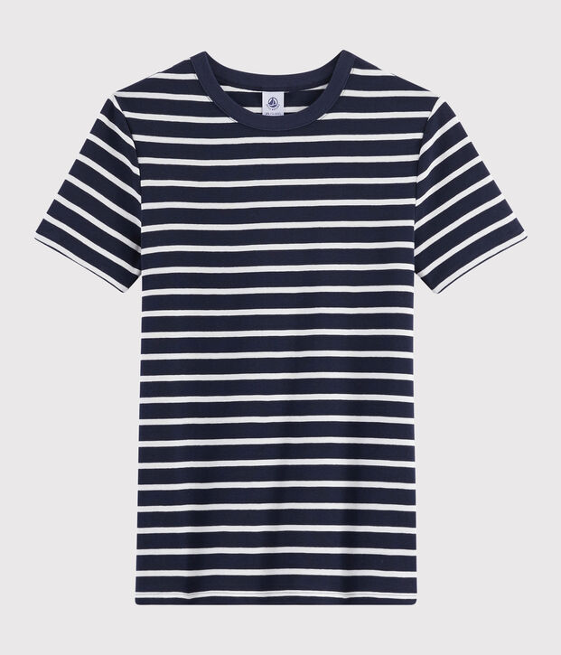 T-shirt iconique col rond Femme bleu/blanc