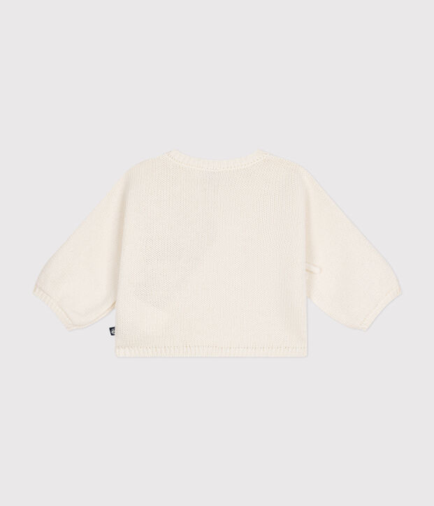 Cardigan en laine et coton b&eacute;b&eacute; blanc