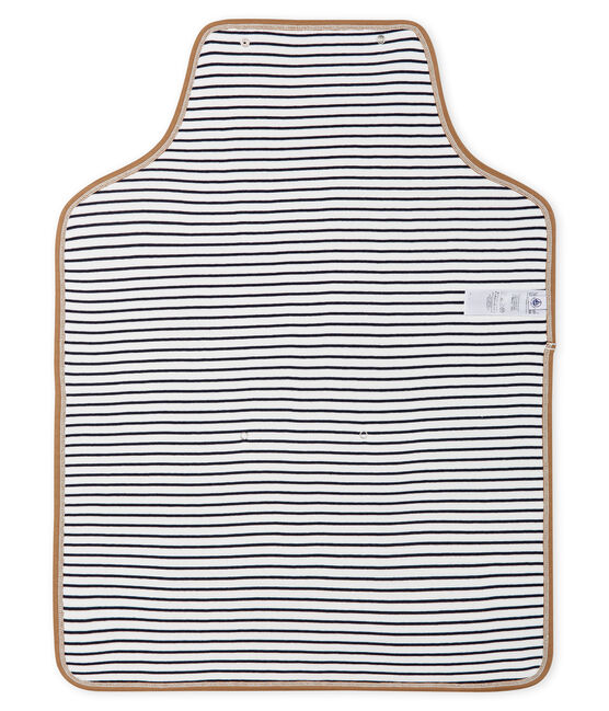 Tapis à langer bébé en côte blanc MARSHMALLOW/bleu SMOKING